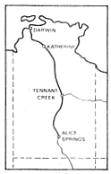 Map showing Darwin to Alice Springs
